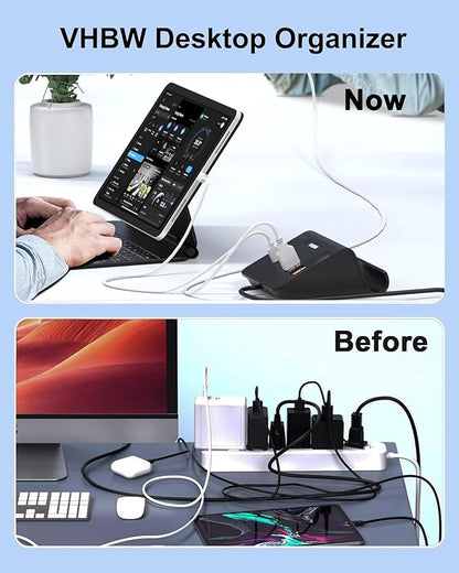 USB C Charging Station 35W, VHBW 6-Port (3 USB-C and 3 USB-A) Desktop Fast Charging Station for iPhone 14/13/12,Samsung Galaxy S23/S22/S21,etc