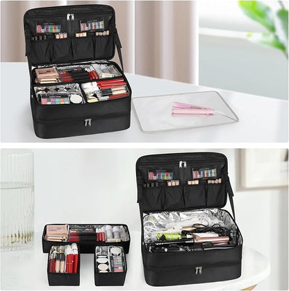 OCHEAL Rolling Makeup Train Case,with 7 Pcs Clear Makeup Bags, Makeup Case On Wheels Carry On Travel Cosmetic Organizer Suitcase, Extra Large Storage Trolley for Hairstylist Cosmetology Artist