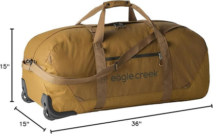 Eagle Creek No Matter What Rolling Duffel - Durable Rolling Bag for Travel - Adjustable Shoulder Strap - Heavy Duty Wheels - Lockable Zippers - Multiple Carry Options - 130L - Safari Brown