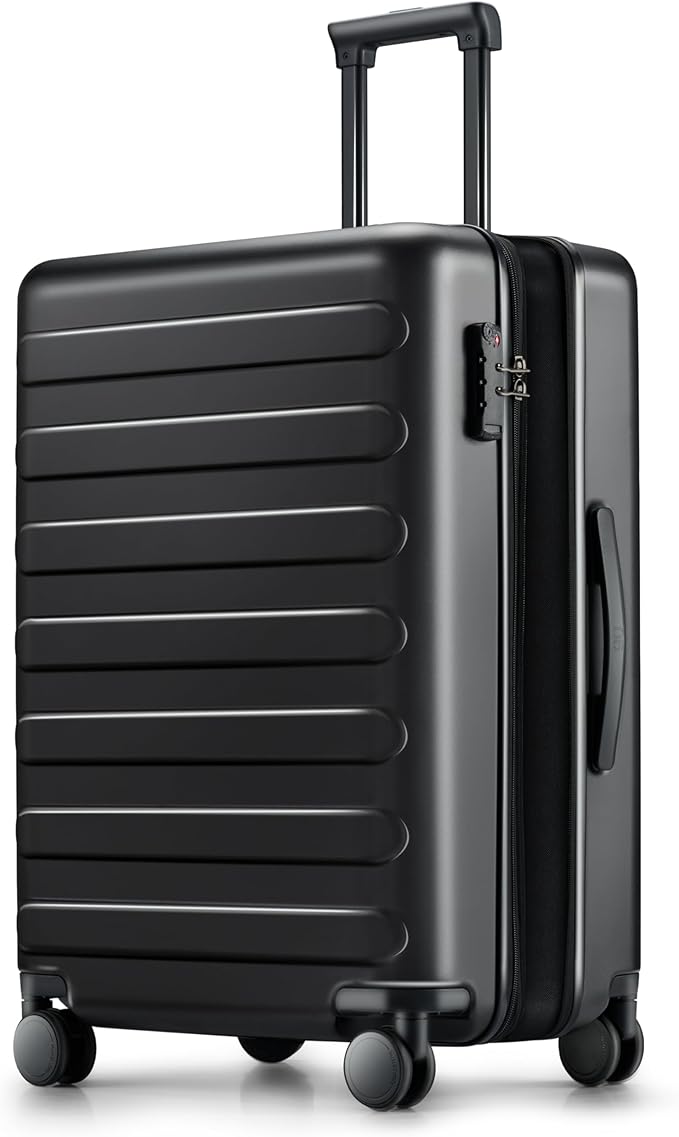 NINETYGO Luggage Sets 3 Piece, Carry On Luggage Airline Approved, Medium Large Checked Luggage with Spinner Wheels, Expandable, Hard Shell PC Suitcase Sets, TSA, 20in/24in/28in (Black, Rhine Max)