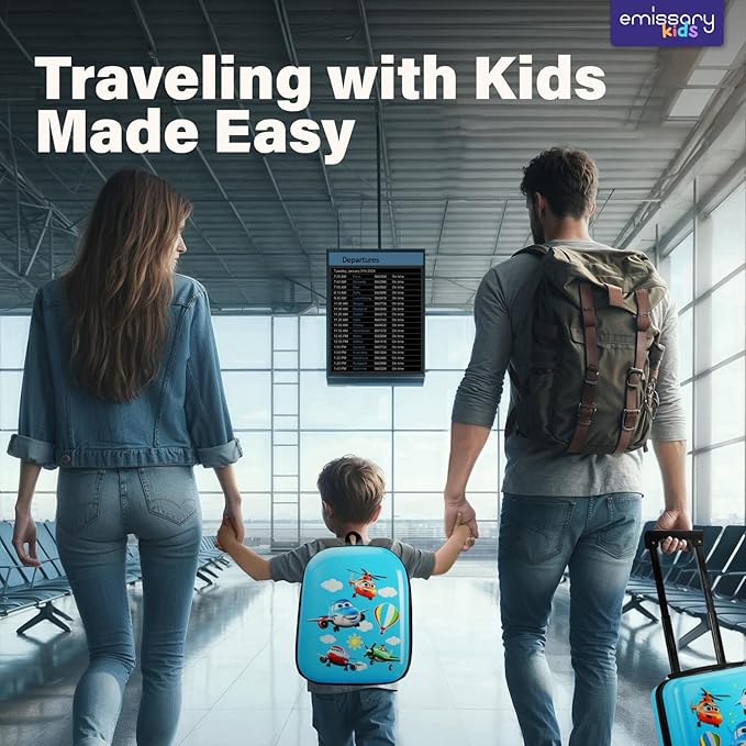 emissary Kids Luggage With Wheels,Suitcases For Boys, Airplane Luggage Set, Kids Carry on Luggage with Wheels, Toddler Rolling Suitcase