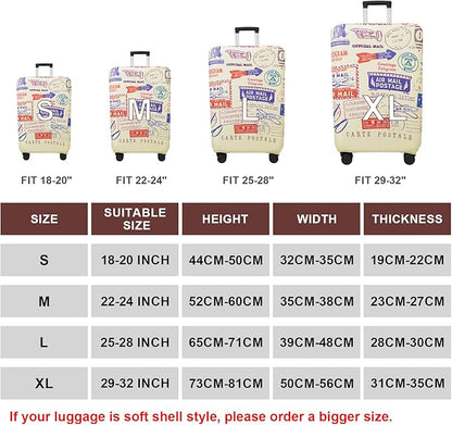 WUJIAONIAO Travel Luggage Cover Baggage Suitcase Cover Protector Skins 18-32 Inch (Stamp pattern A13, S (for 18-20 inch luggage))