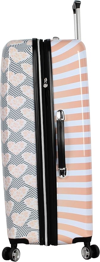 Betsey Johnson 30 Inch Checked Luggage Collection - Expandable Scratch Resistant (ABS + PC) Hardside Suitcase - Designer Lightweight Bag with 8-Rolling Spinner Wheels