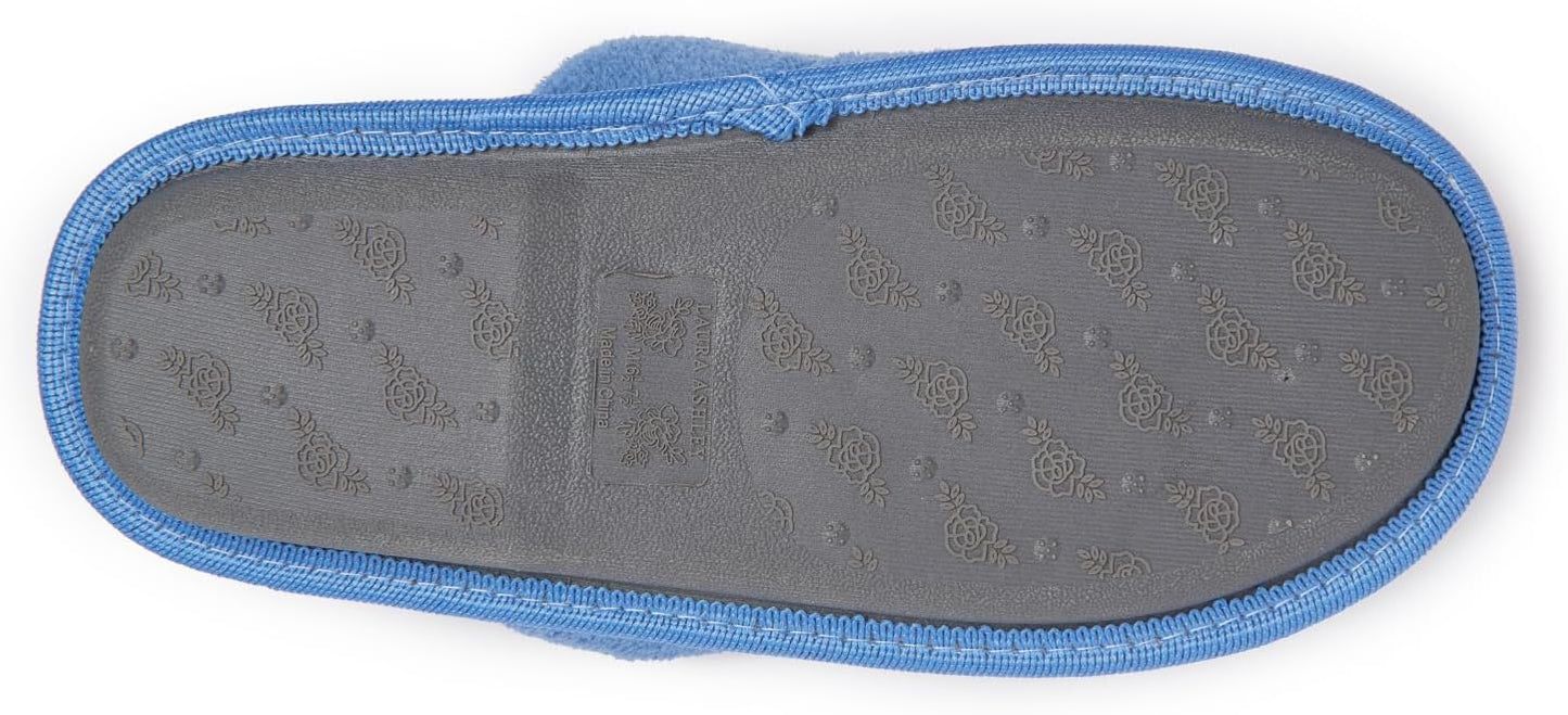 Laura Ashley Ladies Embroidered Soft Terry Scuff Slipper