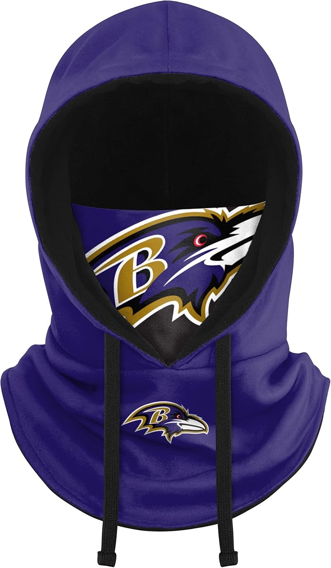 NFL Team Logo Team Color Drawstring Winter Cap Hooded Gaiter Balaclava Face Cover