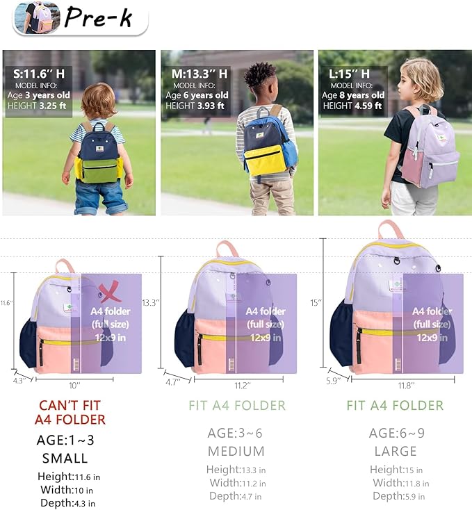 Preschool Toddler Backpack For Boys Girls, School Mini & Travel, Small Kids Child Backpacks, Kindergarten Elementary bag, 11.6" H
