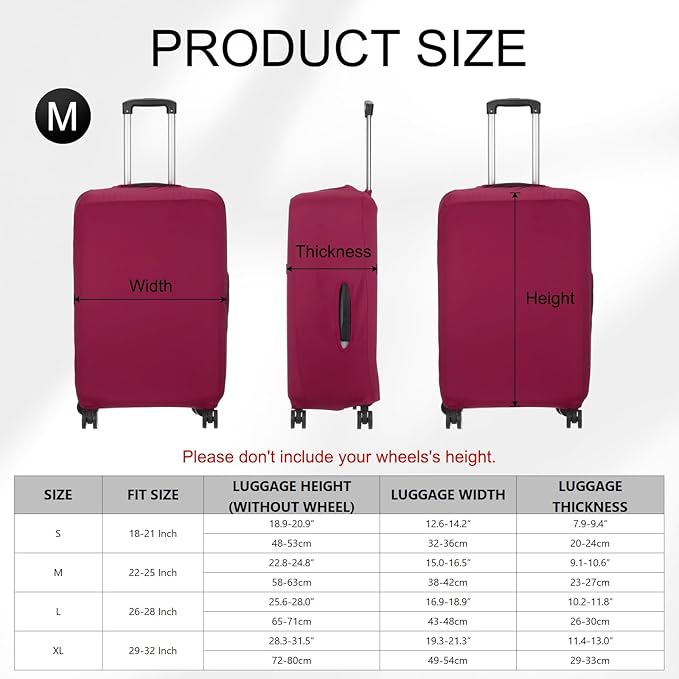 uxcell Travel Luggage Cover, Washable Suitcase Covers for Luggage Anti-scratch Suitcase Protector Elastic Baggage Protective, Fits 22-25 Inch Suit Case, Purple Red