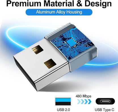 𝟒𝐏𝐚𝐜𝐤 𝐔𝐩𝐠𝐫𝐚𝐝𝐞𝐝 USB to USB C Adapter,Type-C Female to A Male Car Charger OTG Converter for Apple Watch Ultra 8 9 10,iPhone 16 15 14 13 Pro Max,Samsung S24,Nintendo Switch,AirPods,iPad,Car