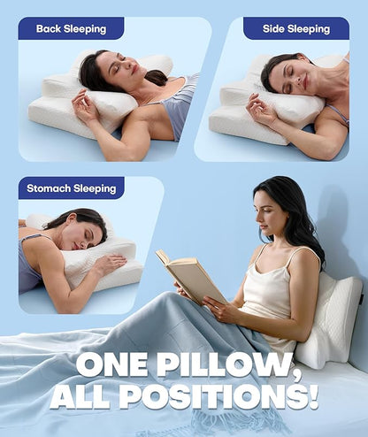 Sleep Doctor Approved Cervical Neck Pillow for Sleeping, Ergonomic Contour Side Sleeper Pillows for Adults, Cooling Orthopedic Pillow for Pain Relief Support, Memory Foam Pillows Back Stomach Sleepers