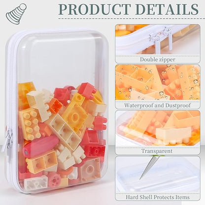 3 Pack Clear Hard Shell Zipper Case, Clear Zipper Pouches Waterproof Makeup Organizer & Travel Toiletry Bag, Plastic Pouch for Office, Home Storage, Medium Size