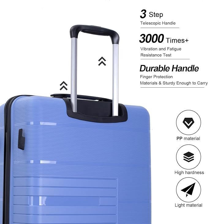 Luggage 3 Piece Sets Suitcase Set with Double Spinner Wheels, Lightweight Carry On Hardside Travel Luggage with TSA Lock, (20/24/28) (purplish blue)