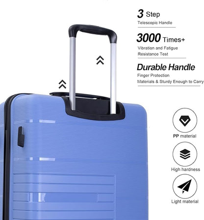 Luggage 3 Piece Sets Suitcase Set with Double Spinner Wheels, Lightweight Carry On Hardside Travel Luggage with TSA Lock, (20/24/28) (purplish blue)