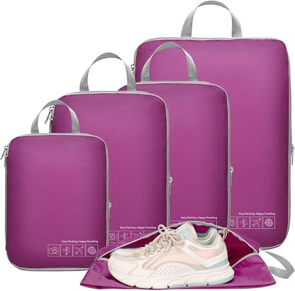 Cambond Compression Packing Cubes for Travel Women - Expandable Travel Bags Luggage Organizers Travel Essentials Compression Cubes for Travel Carry on Suitcases Organizer
