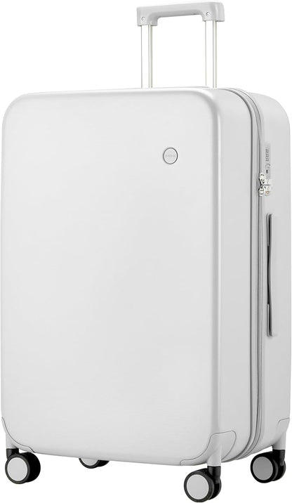 mixi Upgrade Luggage Suitcases with Spinner Wheels, Large Hardside Rolling Suitcase PC with TSA Lock Travel Case 26in Checked in, Fine Grid Smoke White