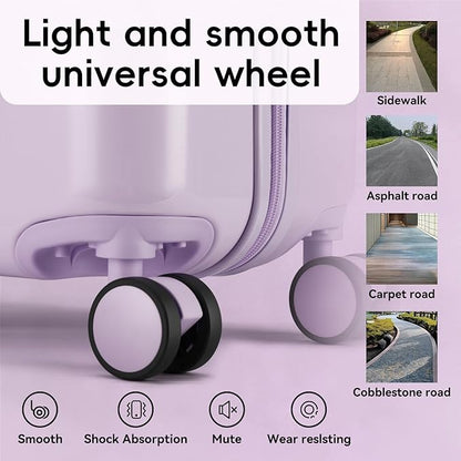 ROAMING 26 Inch PC Hard-Sided Purple Checked Large Luggage with TSA Lock Cup Holder USB Charging Port and Spinner Wheels Lightweight Durable Ice Cream Travel Suitcase for Women Melt into Journeys