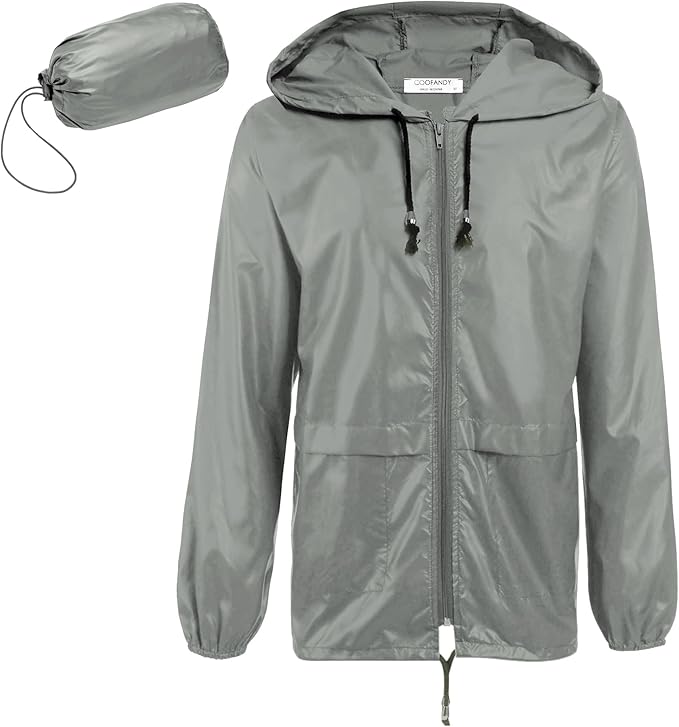 COOFANDY Mens Packable Rain Jacket Lightweight Waterproof Raincoat with Hood Outdoor Rain Gear Travel Hiking Cycling