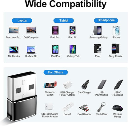 𝟒𝐏𝐚𝐜𝐤 𝐔𝐩𝐠𝐫𝐚𝐝𝐞𝐝 USB to USB C Adapter,Type-C Female to A Male Charger Converter for iPhone 17 Charger,iWatch Ultra SE 9 10,iPhone 17 Pro Max 16 15 12,Samsung S25,AirPods,iPad,Car,Xbox