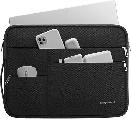 Omnpak for 15.3 inch MacBook Air Case Sleeve Compatible with 16 inch MacBook Pro M4/M3/M2/M1 Pro/Max,Multi Pockets with Side Handle Protective Carrying Case for 15 inch MacBook Air M4/M3/M2