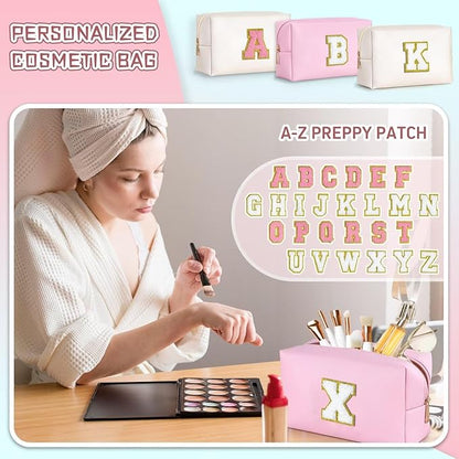 TOPEAST Christmas Gifts for Women Teen Girls - Stocking Stuffers for Teen Girls Gifts Trendy Stuff, Travel Makeup Bag, Initial Cosmetic Bag Toiletry Pouch (Pink M)