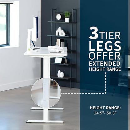 VIVO Electric 55 x 28 in Dual Motor Sit Stand Desk, Memory Height Adjustment, 2B Series, White Top White Frame, DESK-KIT-2W55W