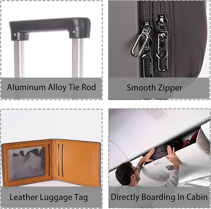 UNIKER Laptop Briefcase with Cup Holder,Small Rolling Suitcase for Work,Carry On Luggage 17x12x10,16 Inch Suitcases with 4 Spinner Wheels,Rolling Teacher Bag Grey