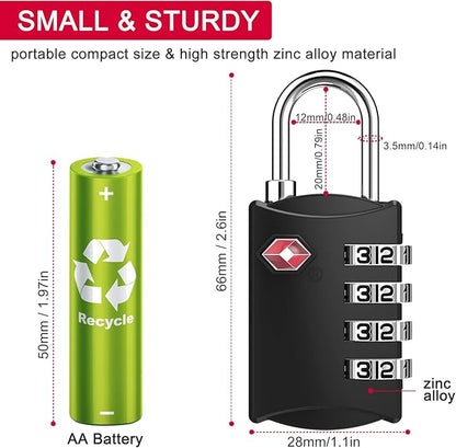 ZHEGE Luggage Lock, TSA Approved Travel Lock, 4 Digit Combination Padlock with Flexible Cable (30 Inch) for Suitcase, Backpack, Cabinet, Drawer (1 Pack, Black)
