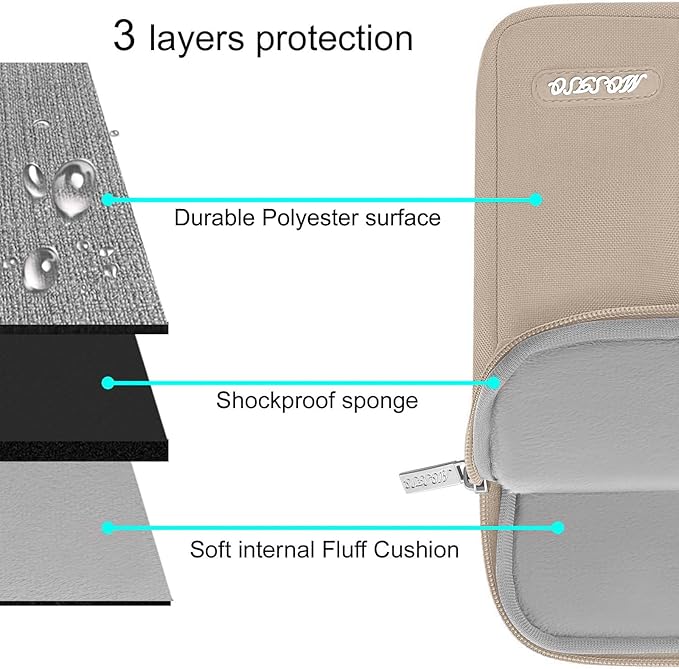 MOSISO Laptop Case 13.3 inch, 13-13.3 inch Laptop Sleeve Compatible with MacBook Air/Pro 13/Pro 14 M5 M4 M3 M2 M1, HP Dell ASUS Lenovo,Polyester Vertical Computer Sleeve Bag with Pocket, Taupe Brown