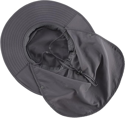 Home Prefer UPF 50+ Sun Hats for Men Women Wide Brim Fishing Hat with Neck Flap Summer Safari UV Protection Bucket Hat