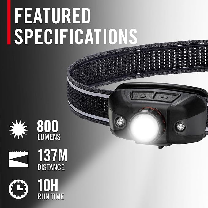 Coast FLX40R 800 Lumen Built-in Rechargeable Battery LED Headlamp with Twist Focus Lens and Coast Ultra Strap