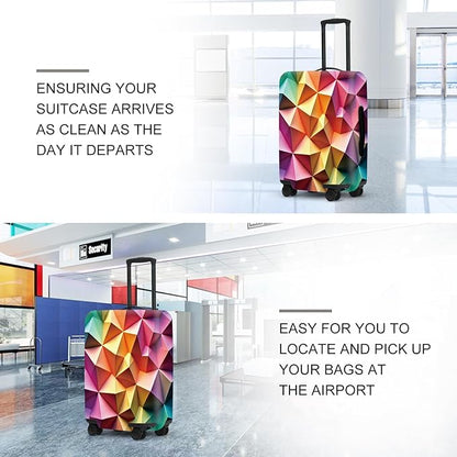 Abstract Geometric Luggage Cover, Gradient Polygons Waterproof Anti-Scratch Suitcase Protector, Modern Travel Case
