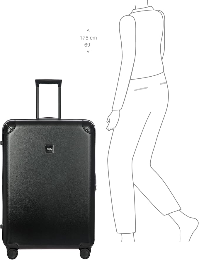 Bric's Amalfi Lightweight Hard Shell Suitcase – Expandable Checked Luggage with Water-Repellent Zip, Smooth 360° Wheels & TSA Lock - 32 Inch, Black