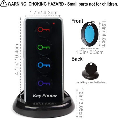Key Finder with 100dB Loud Sound & 4 Receivers - Remote Finder Locator for Keys, Wallet, TV Remote, Pets, 131ft Range, No Phone or App Needed, Waterproof Anti-Loss Tracking Device