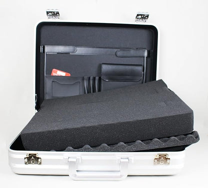 Silver Aluminum Attache Case Padded Laptop Briefcase Combo TSA Lock Hard Sided Money Suitcase with Foam