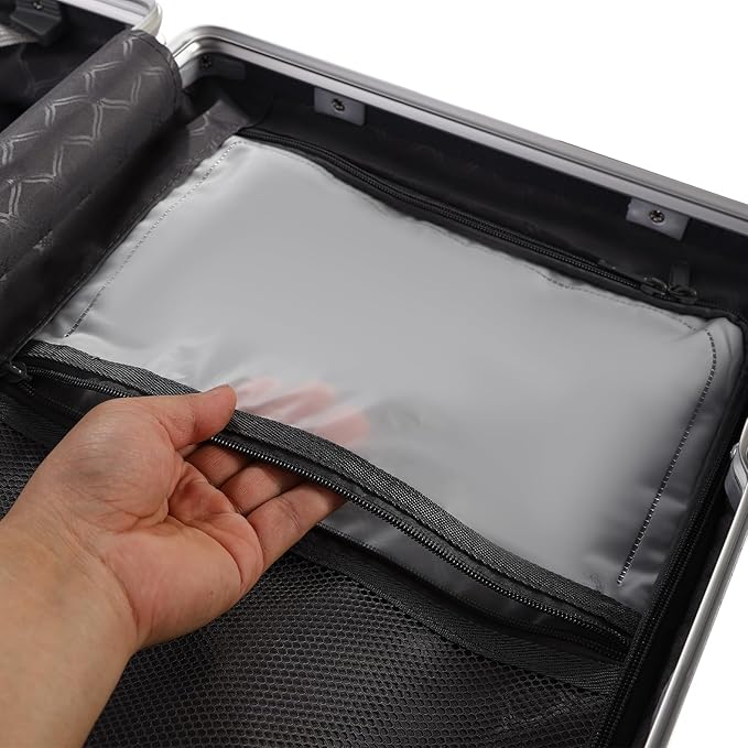 20" Carry On Luggage, Boarding Suitcase Hard Shell Suitcases with Spinner Wheels, Cup Holder, Front Compartment, USB Port, TSA Lock for Travel Front Opening