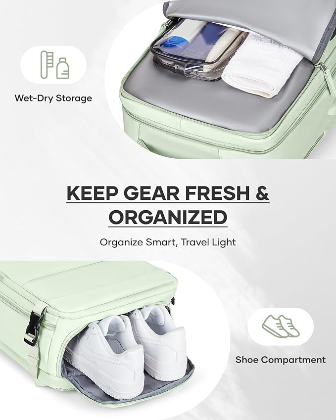 wepadre Vacuum Travel Backpack with Pump Travel Backpack with Vacuum System Easy Vac Pack Backpacks Vacpack Compression Backpacks Mochila de Viaje Compresion al Vacio Mint Green