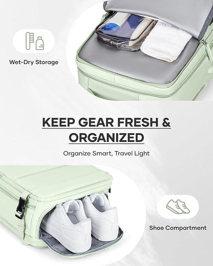wepadre Vacuum Travel Backpack with Pump Travel Backpack with Vacuum System Easy Vac Pack Backpacks Vacpack Compression Backpacks Mochila de Viaje Compresion al Vacio Mint Green