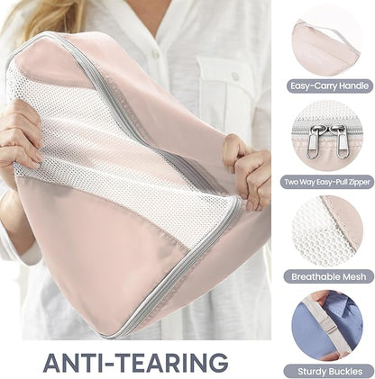 ALL INCLUDED 10 Set Durable Packing Cubes for Suitcases,Gifts for Women Mom, UPGRADED Anti-Tear Stitching, NEW Improved Luggage Packing Organizers for Travel Accessories (Beige)