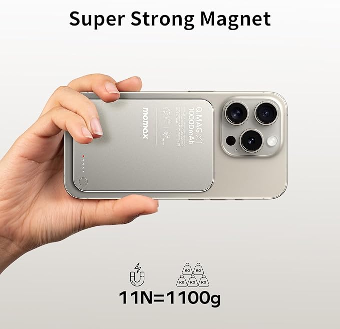 MOMAX Magnetic Power Bank 10000mAh, PD 20W Fast Charging, 7.5 Wireless Portable Charger for iPhone 16/15/14/13/12 Series, Magsafe Compatible