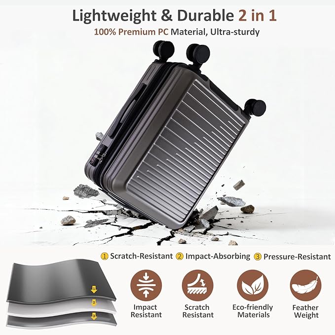 OUZZO Luggage Sets 3 Piece Expandable Suitcase Sets with Double Spinner Wheels Hardshell Lightweight PC Checked Luggage set TSA Lock for Family Trips, Business,Vacation