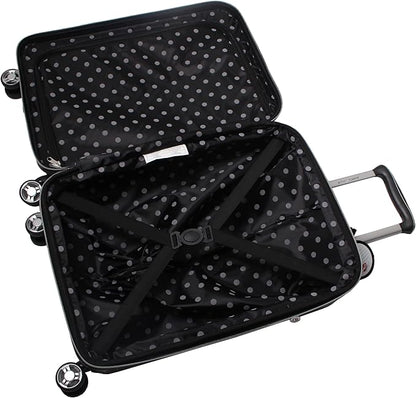 Betsey Johnson 30 Inch Checked Luggage Collection - Expandable Scratch Resistant (ABS + PC) Hardside Suitcase - Designer Lightweight Bag with 8-Rolling Spinner Wheels