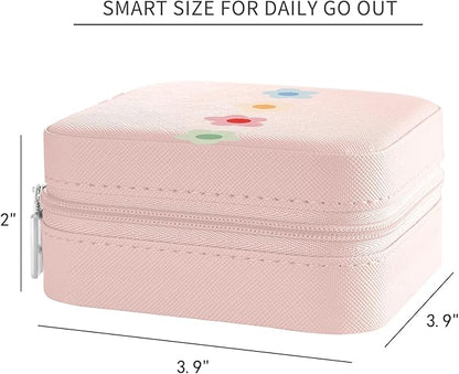 MAYCARI Jewelry Box with Cute Daisy Flower Pattern Design, PU Leather Jewelry Travel Organizer Case-Rings/Earrings/Necklace Storage Box for Women Birthday Mom Friends Her Bridesmaids Girls s
