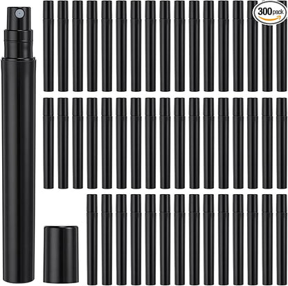 Tanlade 300 Pcs 5ml Mini Spray Bottles Black Plastic Perfume Atomizer Sprayer Bottles Portable Perfume Travel Refillable Bottle for Travel Pocket Dispenser Container