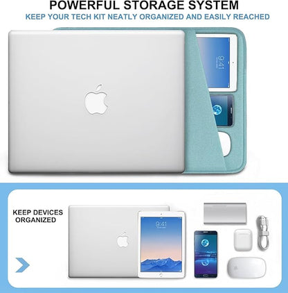 Laptop Sleeve 14 inch, Shockproof Protective Computer Cover with Accessories Pocket, Portable Laptop Case Compatible for 14 inch MacBook Air/Pro, Dell, HP, Acer, Asus, Lenovo, Light Blue
