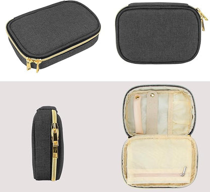 Teamoy Small Jewelry Travel Case, Portable Jewelry Organizer Bag for Earrings, Necklace, Rings and More, Small, Black-(Bag Only)