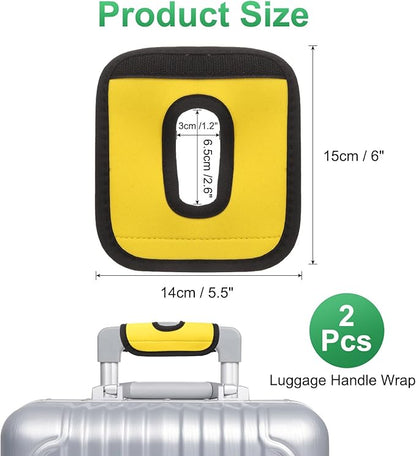 uxcell Luggage Handle Wrap, 2 Pcs Hollow Neoprene Handbag Grip Cover Protector Luggage Identifiers Suitcase Handle Wraps for Luggage Suitcase Travel Bags, Yellow
