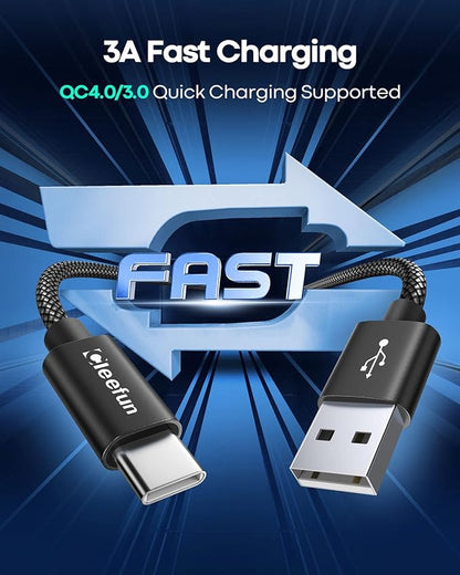 CLEEFUN USB C Cable 3ft, 5-Pack USB A to Type C Charger Cord Fast Charging for iPhone 17 16 15 Pro Max Air Plus, for Samsung Galaxy S25 S24 S23 S22 S21 S20 S10 A17 A16 A15 A56 A55 A26 A35 A36 A71