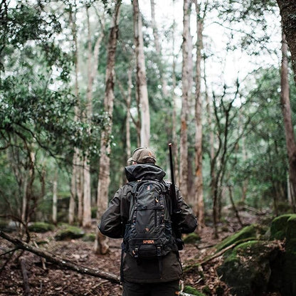 SPIKA Hunting Backpacks for Men, 25L Camo Hunting Day Pack with Water Bladder, Removable Waist Belt, Rifle Holder, Internal Ammo Storage and Rain Cover