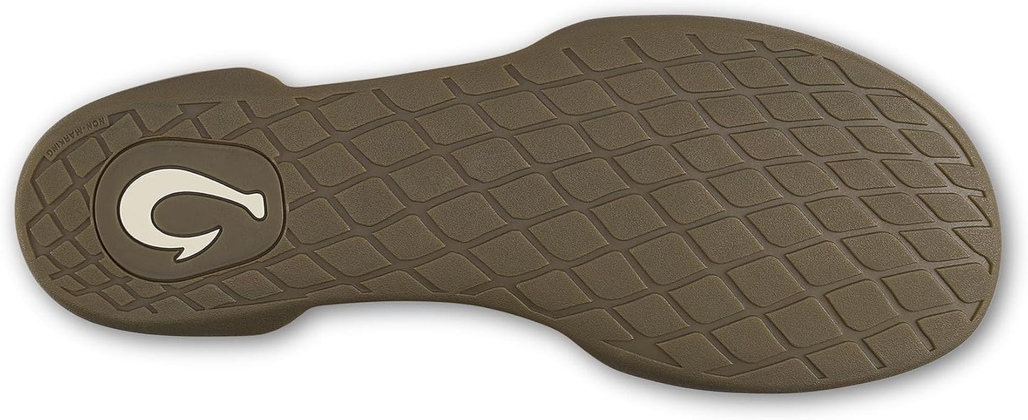 OLUKAI Moloa Hulu Men's Wool-Blend Slippers, Soft & Heathered Knit Slip On Shoes, Suede Leather Foxing, Drop-In Heel Design