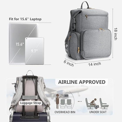 CEI-CEI Neoprene Diaper Bag Backpack with Insulated Pockets, Large Newborn Baby Maternity Bags Travel Tote with Changing Pad (Grey)