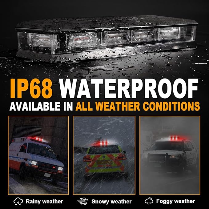ASPL 16.5 Inch Roof Top Beacon Emergency Strobe Light With Controller - 56 LED Magnetic Warning Caution Bar for Traffic Hazard Plow - Trucks Vehicles Construction Snowplow (Red/White)